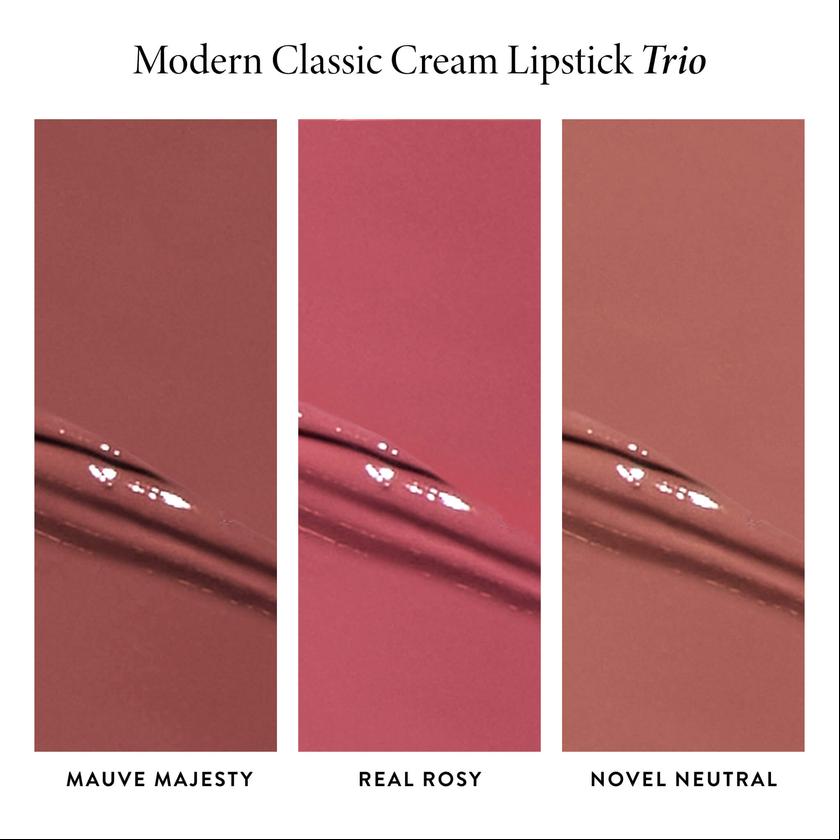 Modern Classic Cream Lipstick Trio (Mauve Majesty, Real Rosy, Novel Neutral) Best Buy